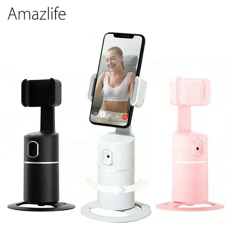 

Amazlife 360 Rotation AI Auto Face Object Smart Tracking Mobile Phone Gimbal Stabilizer, Black, white, pink