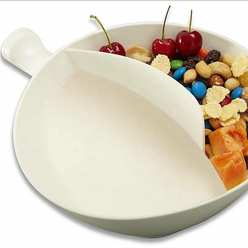 

Sweettreats Plastic Cereal Bowl Plate Snacks Dish Containers Separate Containers for Snacks and Milk with Handle Grip