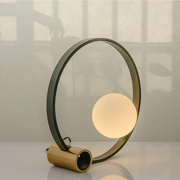 New design creative black circle led desk light indoor acrylic living room lighting bedside table lamp