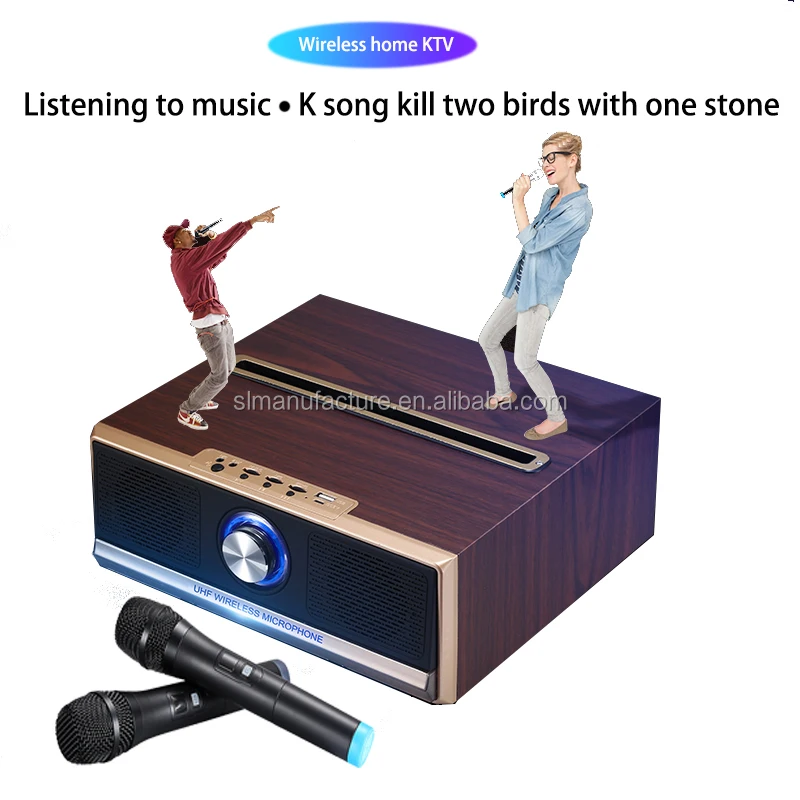 2000mah High Capacity Family TV Stereo Home Karaoke Blue tooth BT Wooden Speaker with MIC Microphone - ANKUX.COM