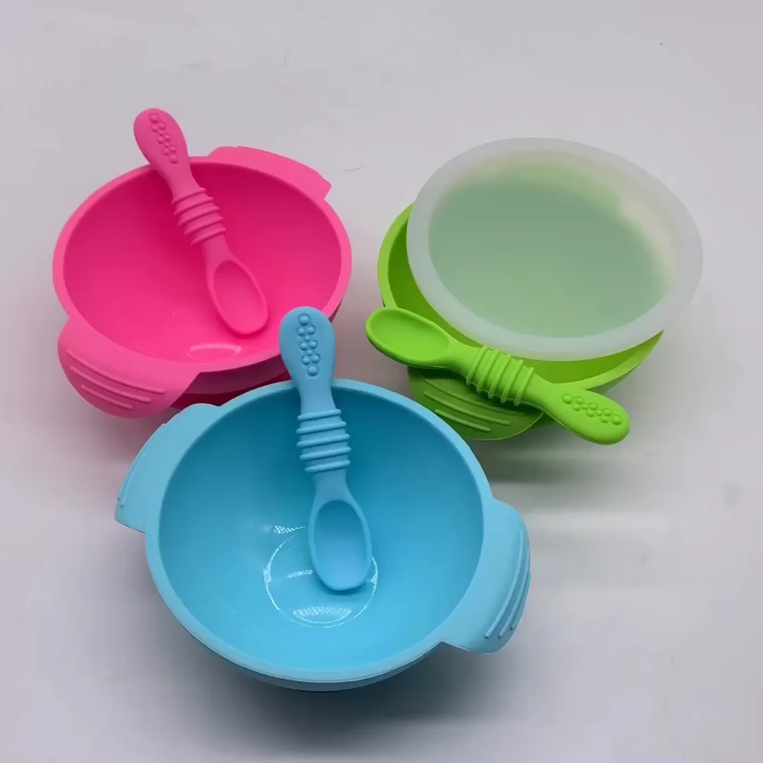 Bhd Silicone Baby Bowl With Lid,Spill Proof Feeding Bowl With Suction