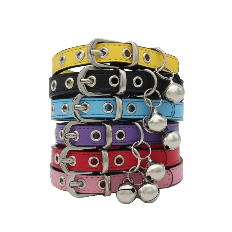 

Factory Wholesale Multi-Colors Best Seller Leather Breakaway Cat Collar With Bell, As picture