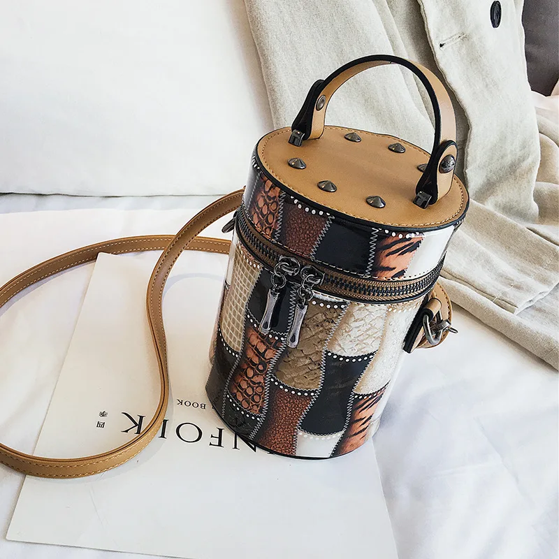 

Dropshipping 2021 colorful bucket trendy bag ladies bags handbag set women summer fashion handbags, Blue,brown