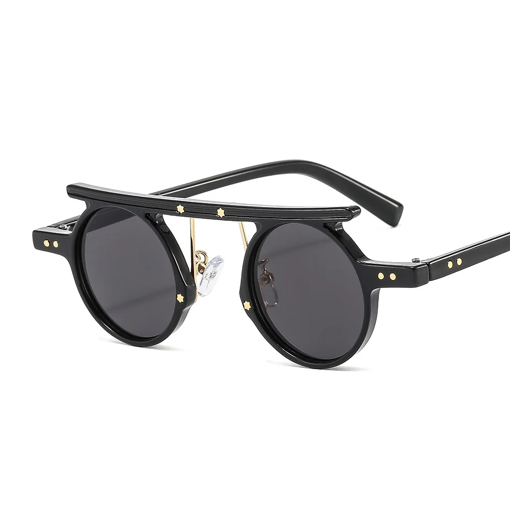 2024 Hot Selling Retro Round Small Frame Sunglasses Unisex High Quality Luxury Trendy Shades Sunglasses Steampunk in Stock
