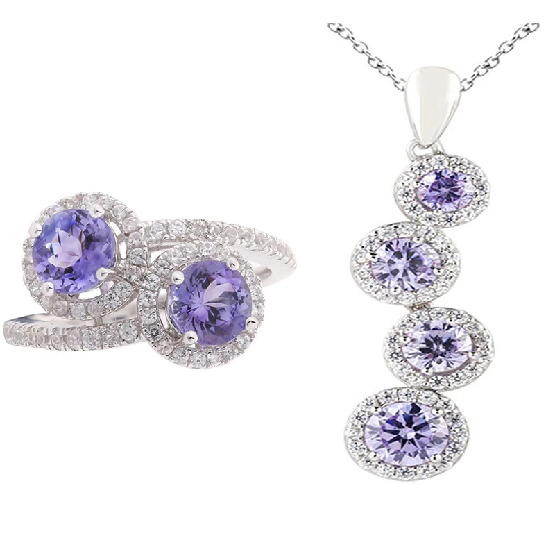 

Rhodium Plated Jewelry Necklace and Rings Set 925 Sterling Silver Cheap Bridal Wedding Jewelry Design