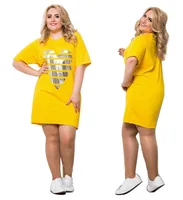 

Wholesale Summer Fashion Style Fat Woman Dresses Candy Color T-shirt Plus Size Dress