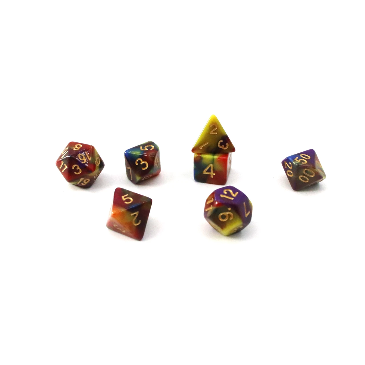 

Custom High Quality mixed color acrylic 7pc/set board game plastic polyhedral dice, Double color
