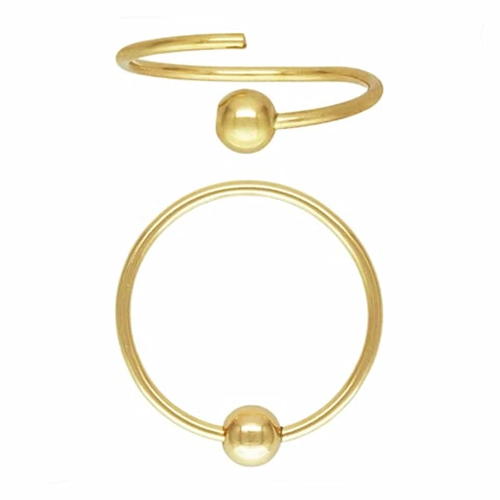 2022 New 14K Gold Filled 12mm Huggie Round Circle Earwire with 3mm Bead Hoop Earrings