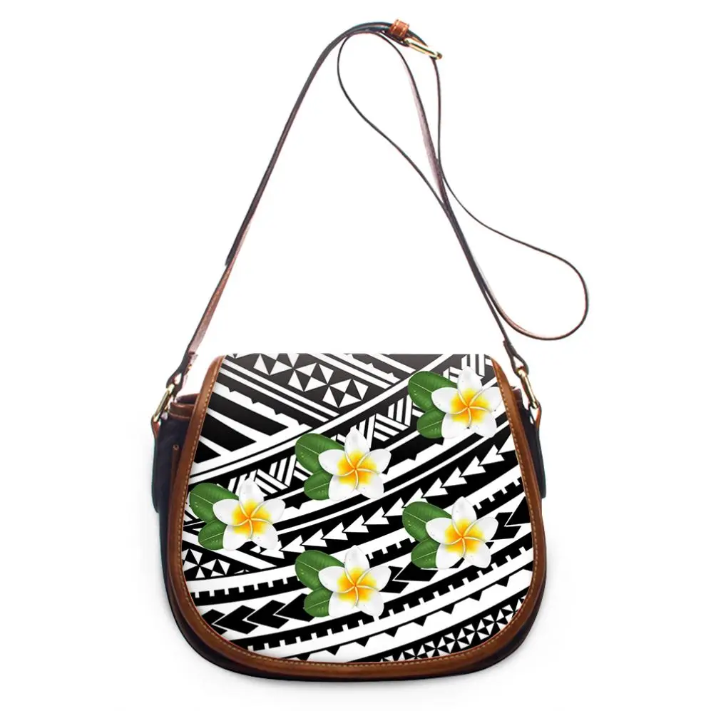 

Tropical Flowers Yellow Polumeria Print Bags Cross Body Handbags Hawaii Polynesian Tribal Lines Pattern Handbags Purse Wholesale