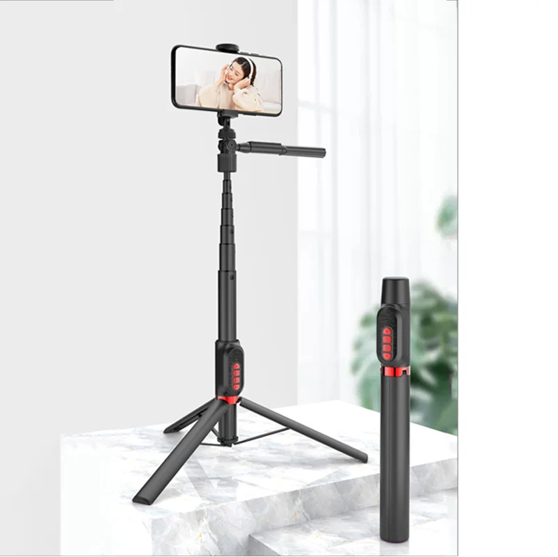 

360 Rotating Flexible Tripod Mobile Phone Universal Live Camera Artifact Multifunctional Selfie Stick Aluminum Digital Camera, Black (support customized colors)