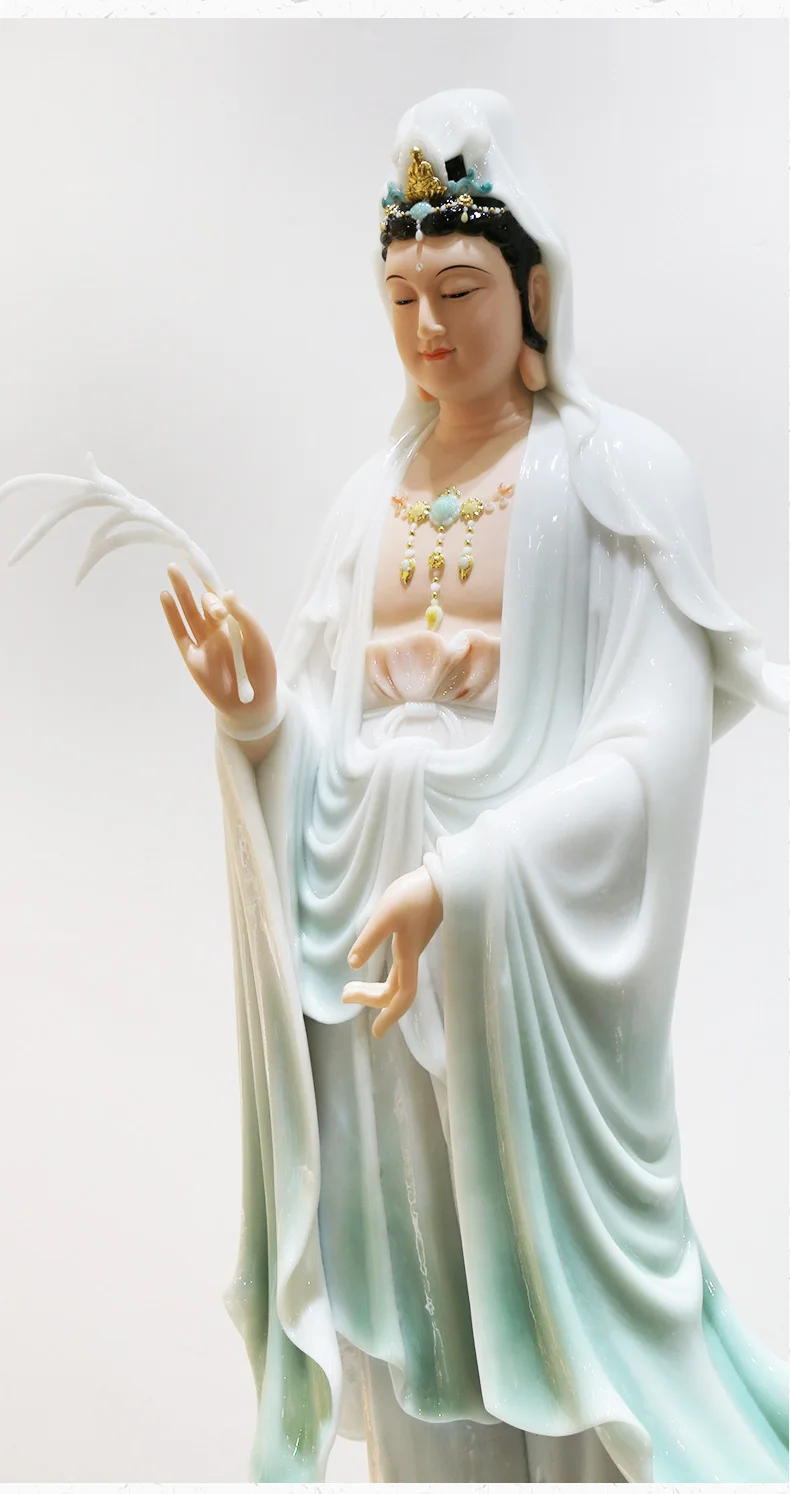 white marble jade water moon guanyin bodhisattva g