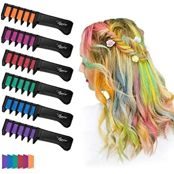 

Hot sale colorful hair chalk comb temporary bright color dye temporary hair chalk comb, 6 colors