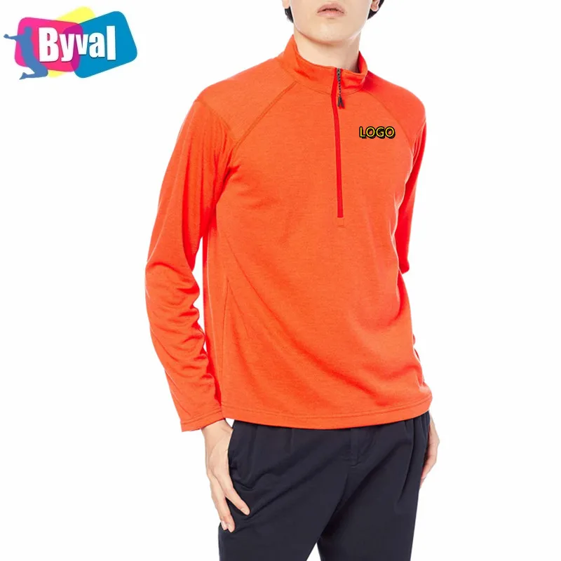

High Quality Custom Logo Brand Men Sport Wear Running Polyester Spandex Half Zipper Jacket Long Sleeve Unisex Half Zip Shirts, Customized color