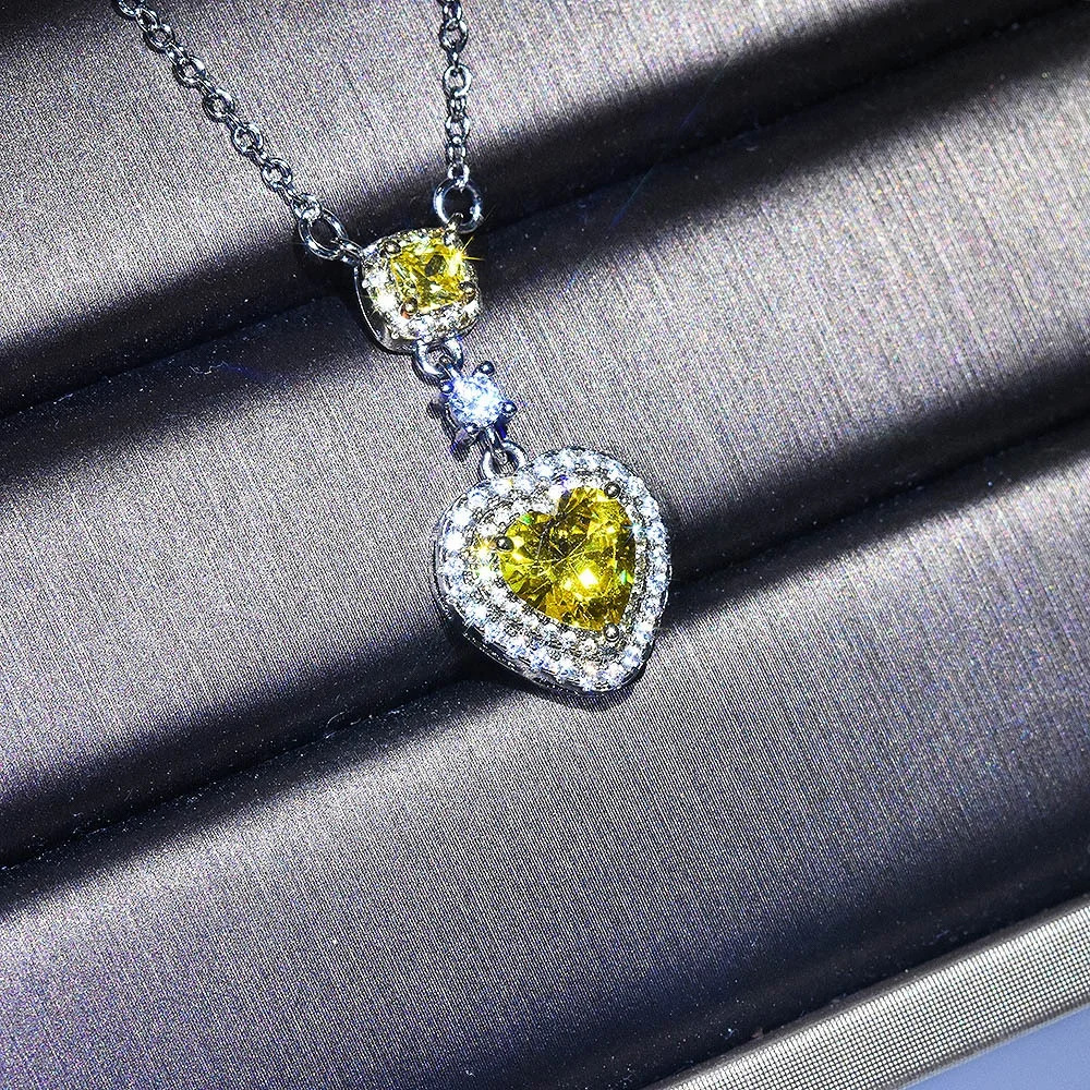 

New Luxury Pink Engagement Necklaces For Women Lady Anniversary Gift Jewelry