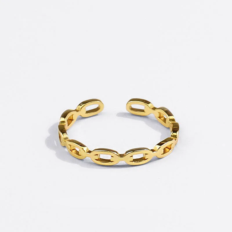 

Fashion Jewelry Gold Plated Link Twisted  Finger Rings Chain Link Open Cuff Rings for Women Accessories