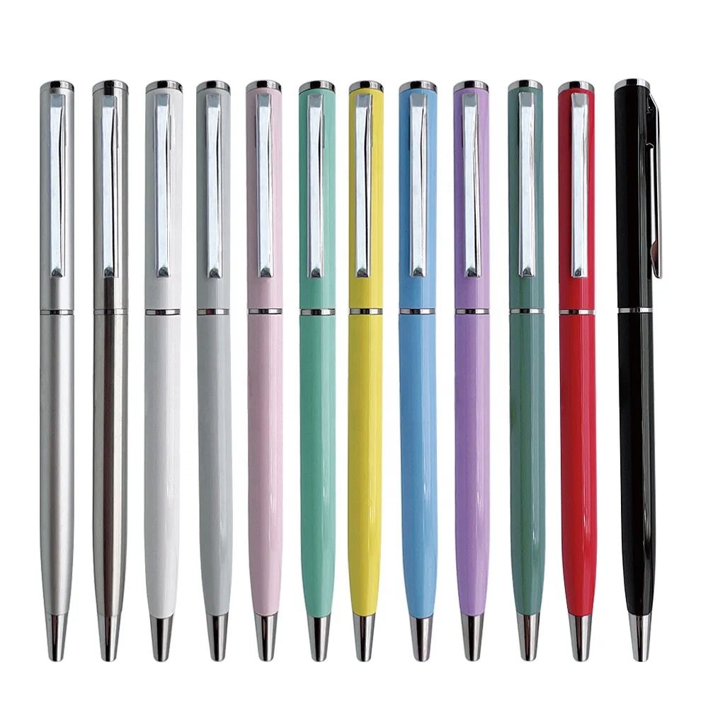 

To promote multi-color custom LOGO slim metal ballpoint pen for hotel meetings