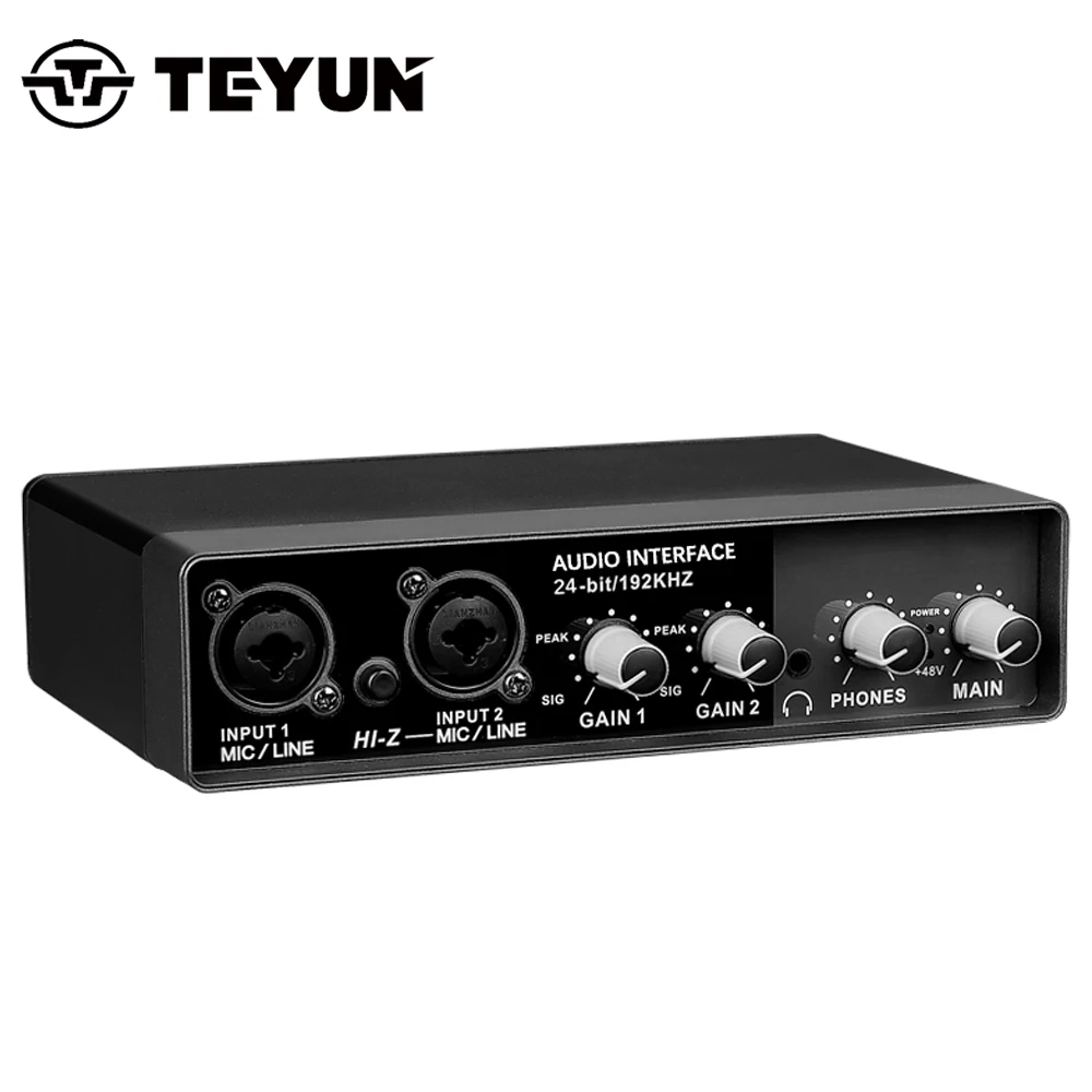 

Teyun Q-22 New professional external mixer live preamplifier USB recording sound card audio interface, Black