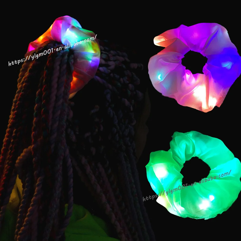 

Wholesale 2020 Flashing Scrunchies Hairband Women Elastic Girls Headwear Accessories Ponytail Holder LED Luminous Hair Ties, Picture shows
