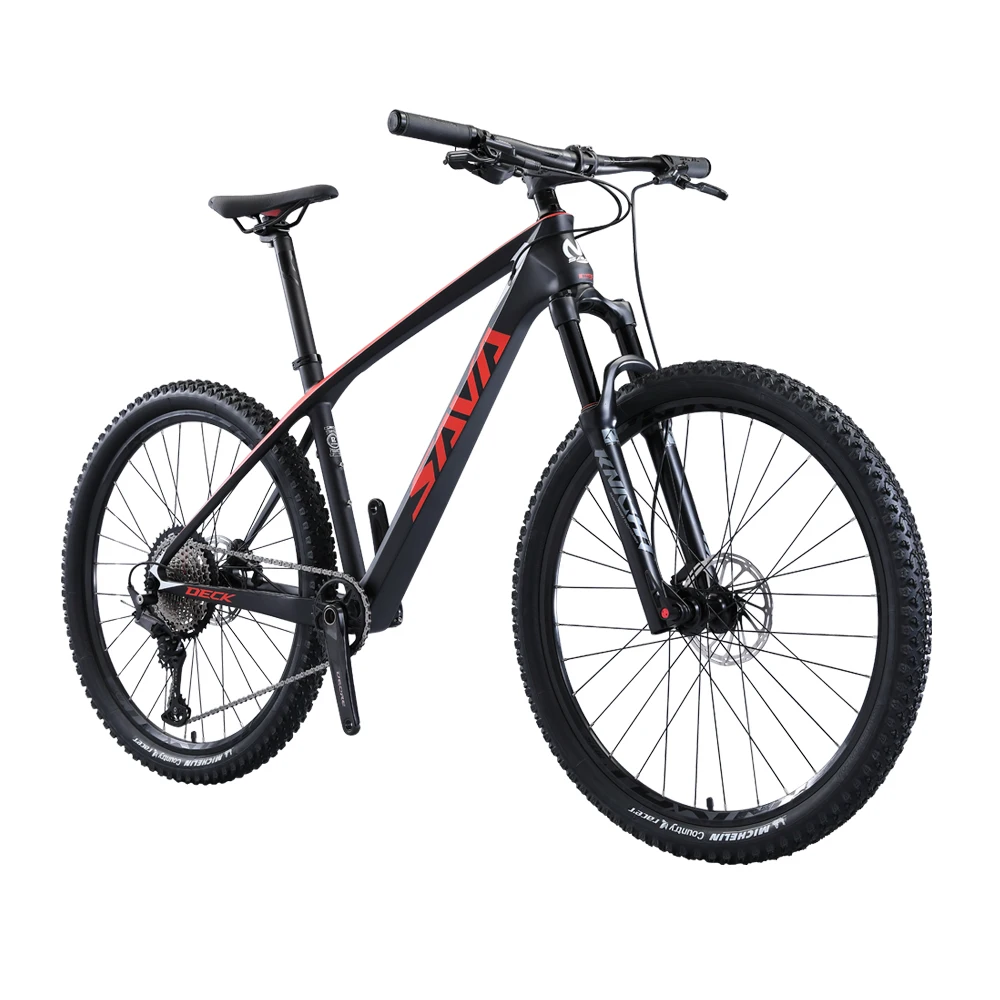 

SAVA Carbon Fiber MTB Bicycle 12 Speed Deck 6.1 Disc Brake Continental 27.5*2.0 er Carbon Frame Mountain bike in Stock, Black blue, black red