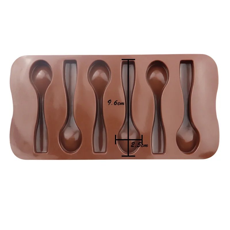 

DIY cake tools Silicone Chocolate Mould with 6 Spoons Food grade material ice tray mold