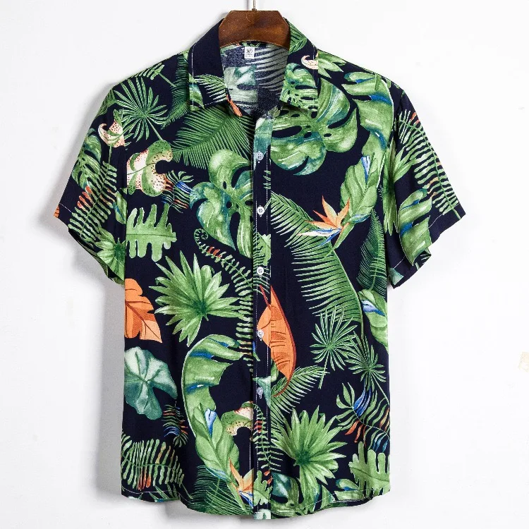 

Men Coconut Tree Printed Short Sleeve Hawaiian Shirts