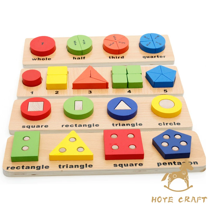 

HOYE CRAFT Kids Wooden Geometric Building Blocks Shape Matching Stacking Block Game For Toddlers