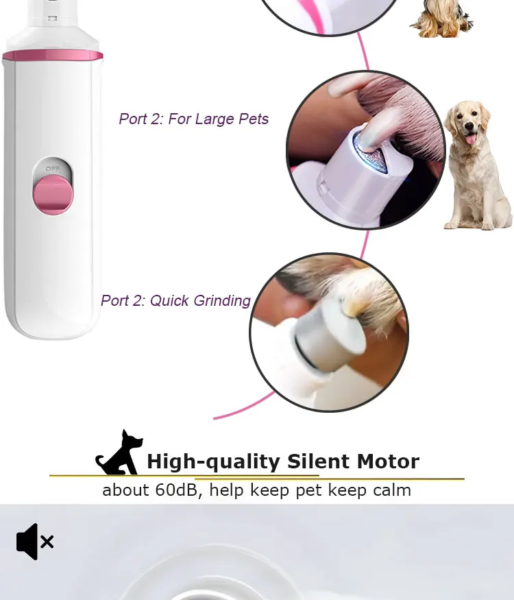 Zmaker Cordless Pet Nail Grinder Electric Diamond Rotary Dog Toe