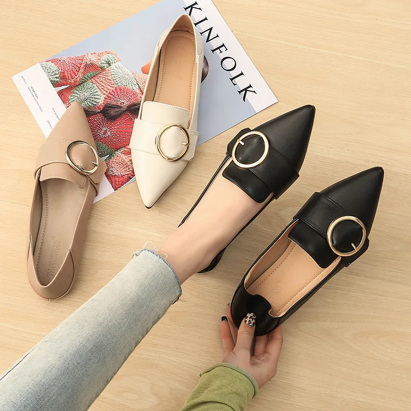 

2020 Summer Casual Shoes Women Flats Pointed Toe Women's Shoes Moccasins Ballet Flat Shoes Ballerina Loafers, As picture
