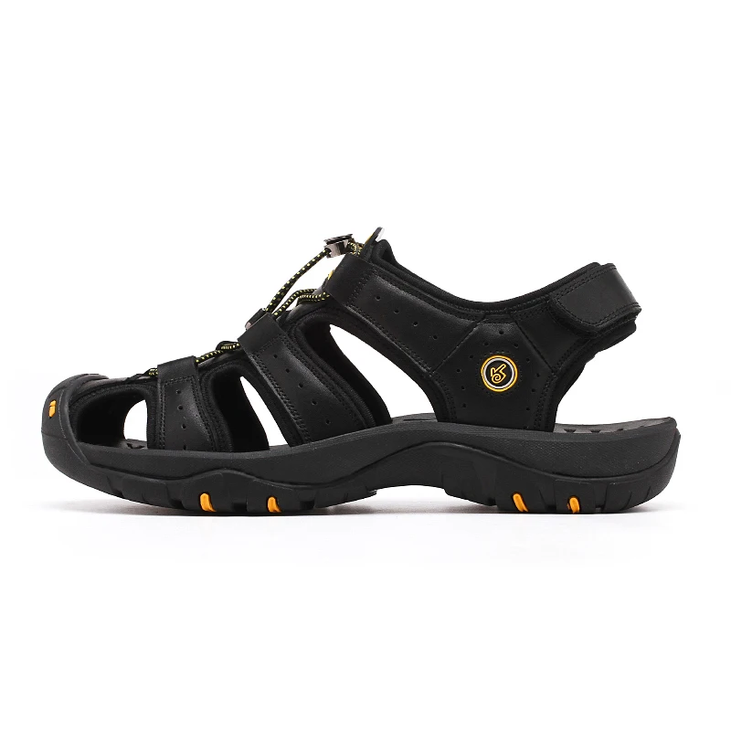 

Wholesales Original black wear-resistant Rubber sole leather chaussure sandales sport platform open toe men's sandals