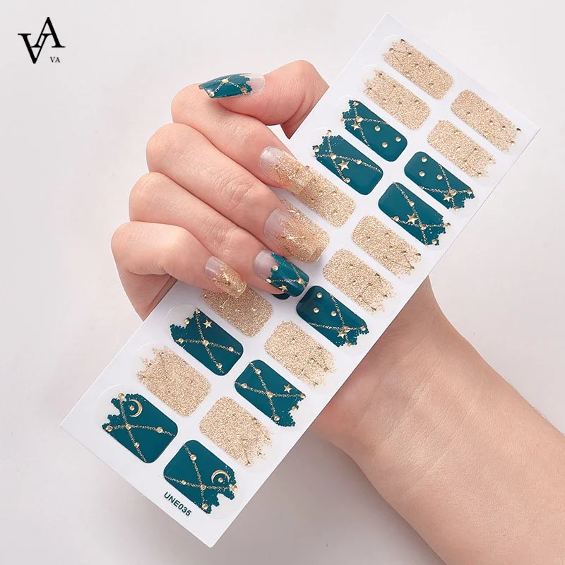 

VA Wholesale 3D art luxury metal Nail Polish Strips nail stickers nail wraps