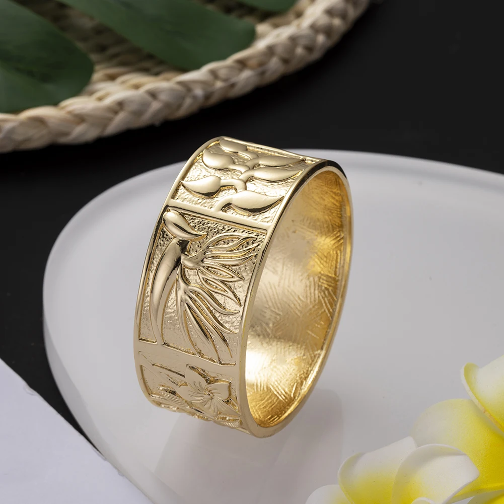 

SophiaXuan Junjian New Polynesian Jewelry Gold Plated Bangle Hawaiian Bracelets Haku, As shows