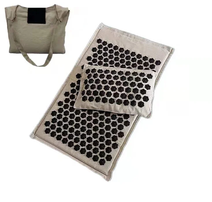 

ECO Yoga Acupressure Mat Linen Acupressure Mat and Pillow Set for Pain Relief, Gray,purple, green, pink