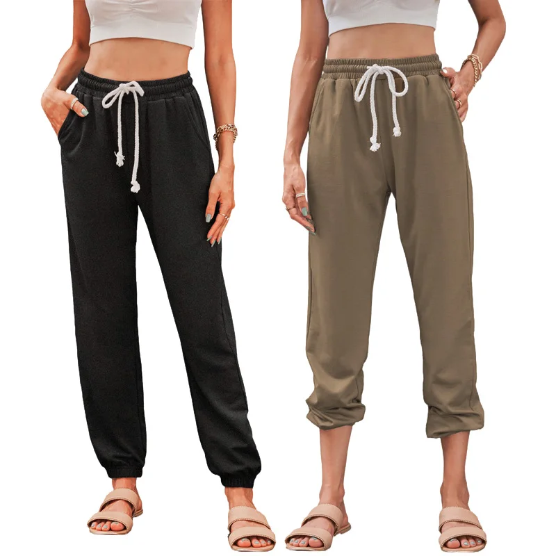 

Wholesale New Trend Custom Drawstring Waist Pockets Sweatpants Women