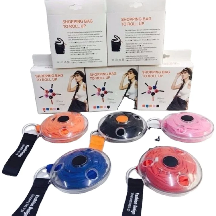 

Eco Friendly Reusable Washable Roll Up Polyester Foldable Shopping Bag, Red/black/blue/orange