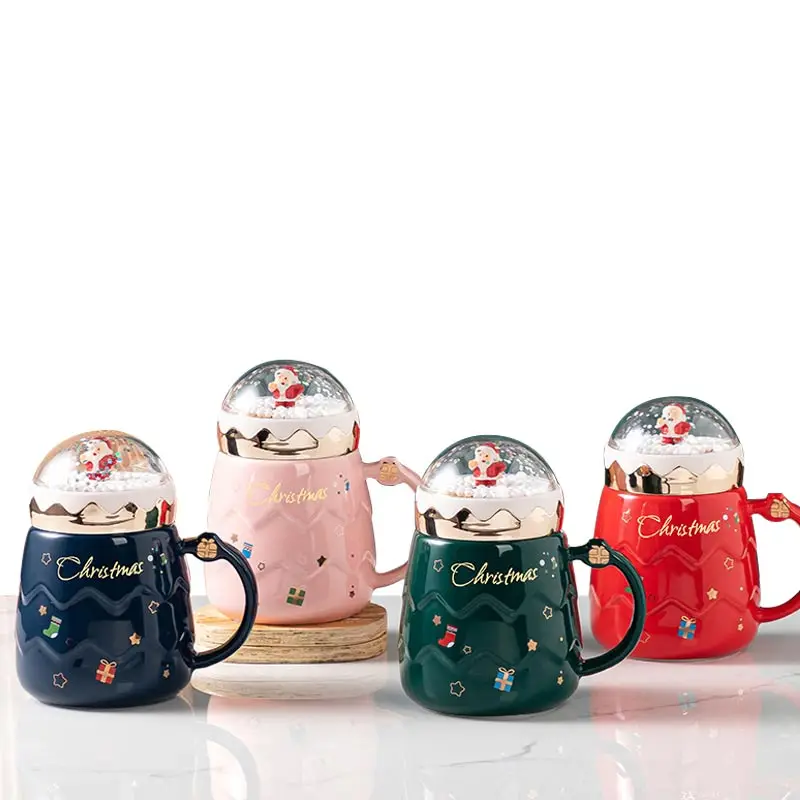 

Redeco New Arrival Craftsman Large Capacity Water Santa Cup With Lid Mug Coffee Ceramic Christmas Mugs For Home Gifts