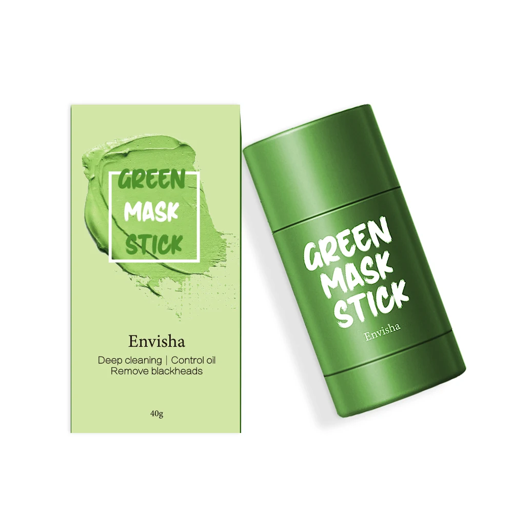 

Ennvisha wholesale acne treatment green musk stick poreless deep cleanse face eggplant green tea mask stick