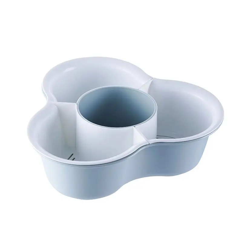 

Hot Pot Dish Triangle Drain Basket Double Layer Water Fruit Basket Kitchen Wash Basin Multi Function Separate Basket