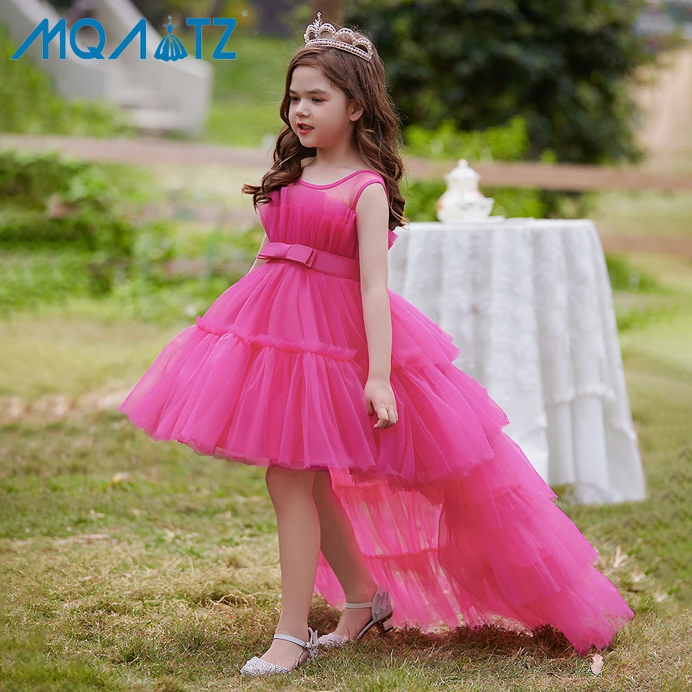 

MQATZ New Products Children's Birthday Party Trailing Soft Yarn Dress Long Prom Dress Girls Fashion Dress Up