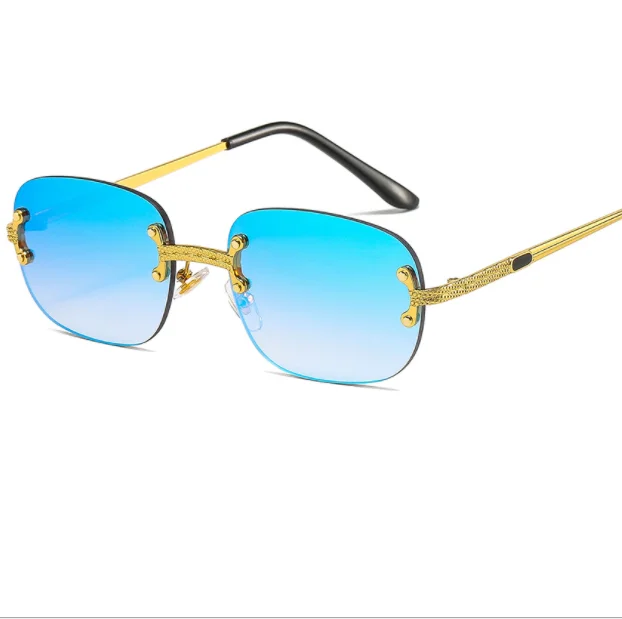 

Drop shipping Hot Sale vintage Metal rimless Sunglasses Oval Small UV400 Fashion Sunglasses for man and women