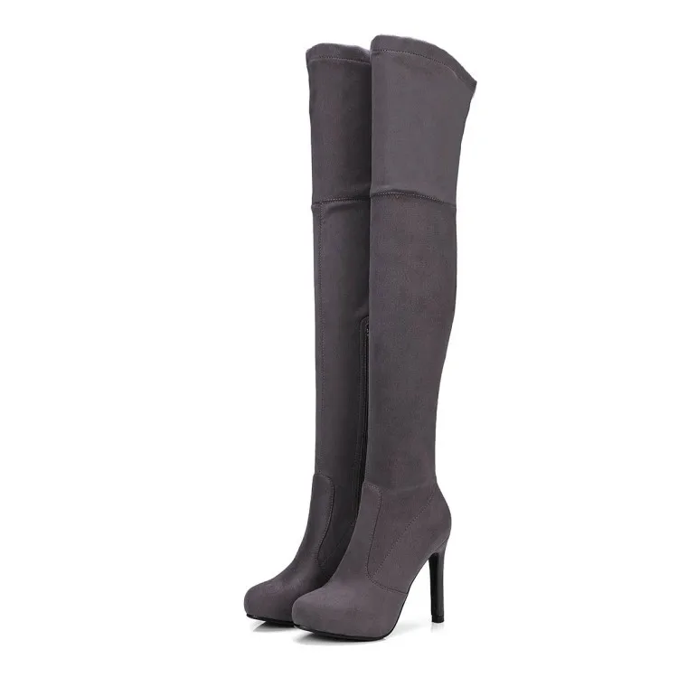 

Thigh-high heel solid color knight boots European or American style thigh-high professional women's boots, As shown in figure
