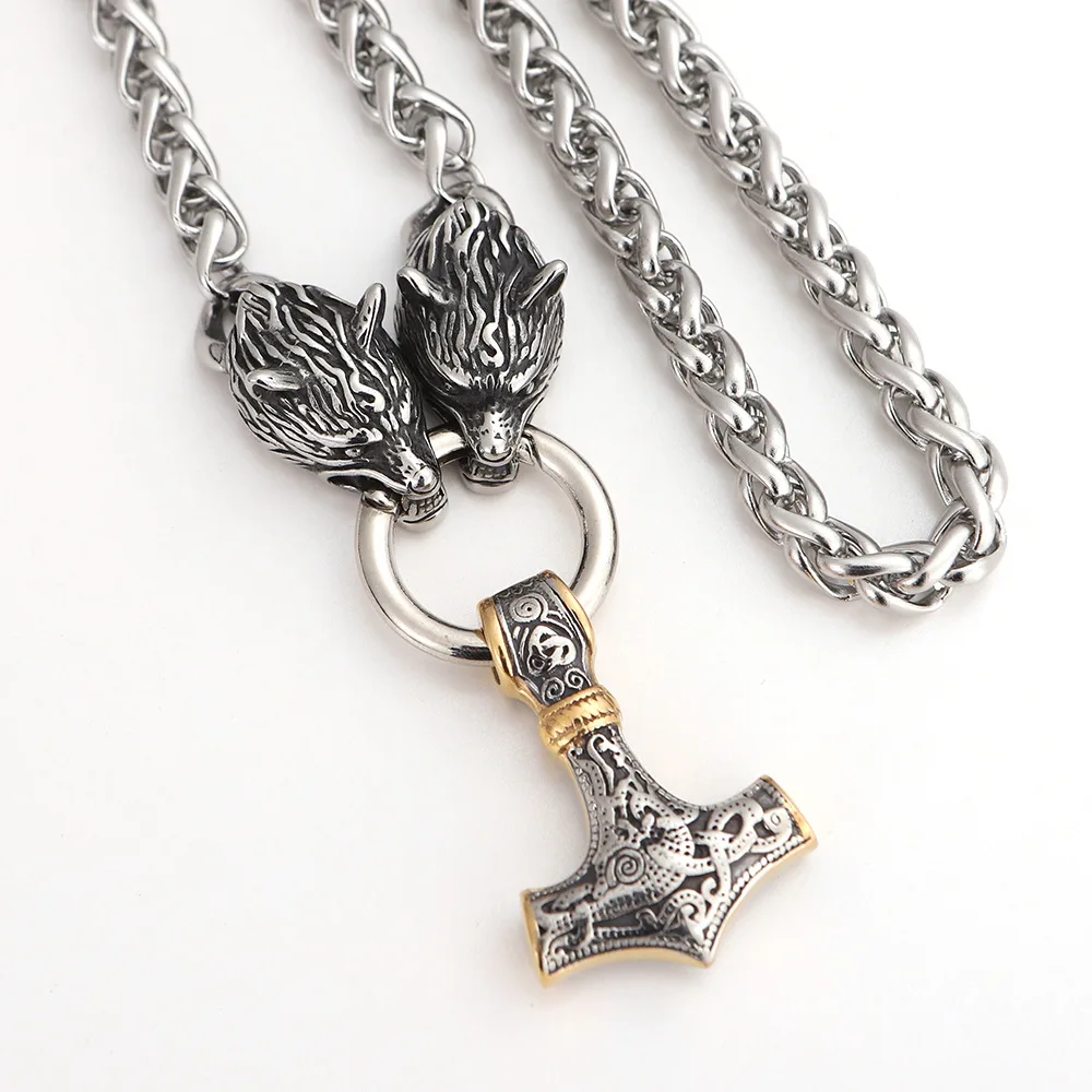 

Wholesale 316L Stainless Steel Viking Jewelry Hammer Mjolnir Necklace Men Pendant Necklace Thor Hammer Necklace For Men