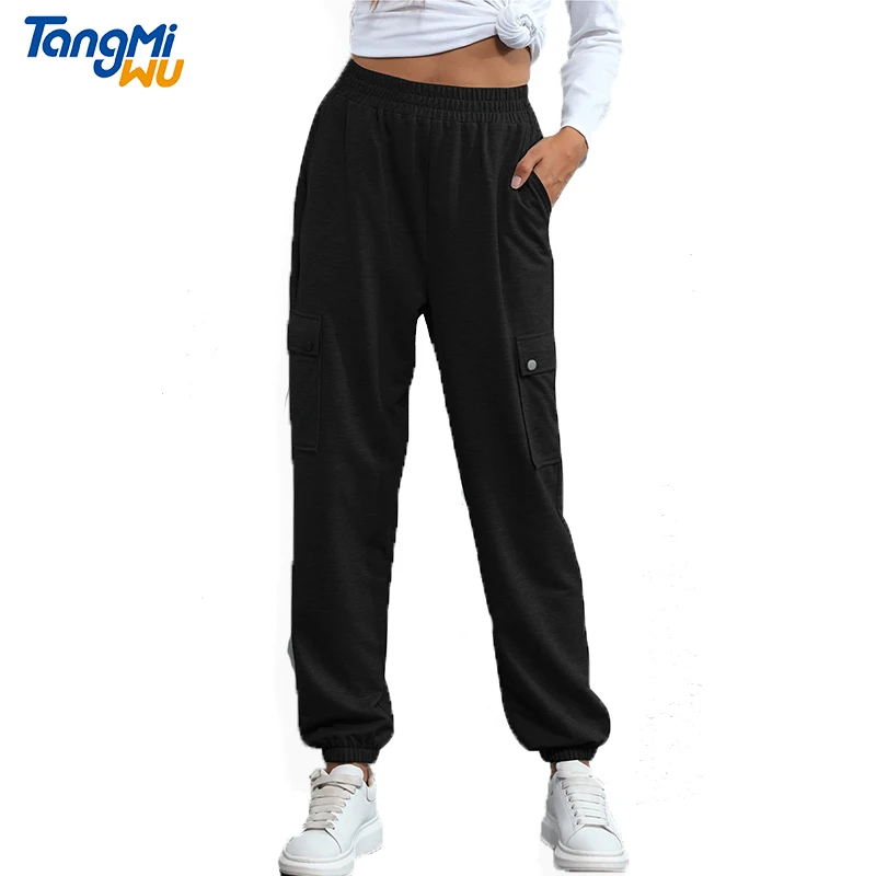 

T2021 new arrival fashion simple pure color Sports pocket cupped mono de mujer loose pants overalls sweatpants women