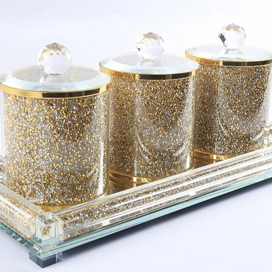 

Handmade Food Clear Glass Storage Container Jar And Tray, Customized color
