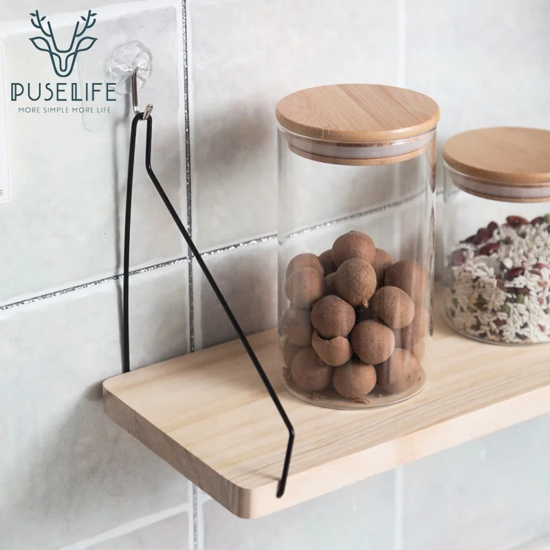 

Multifunction kitchen wood shelf home storage wall mounted, Original wood color