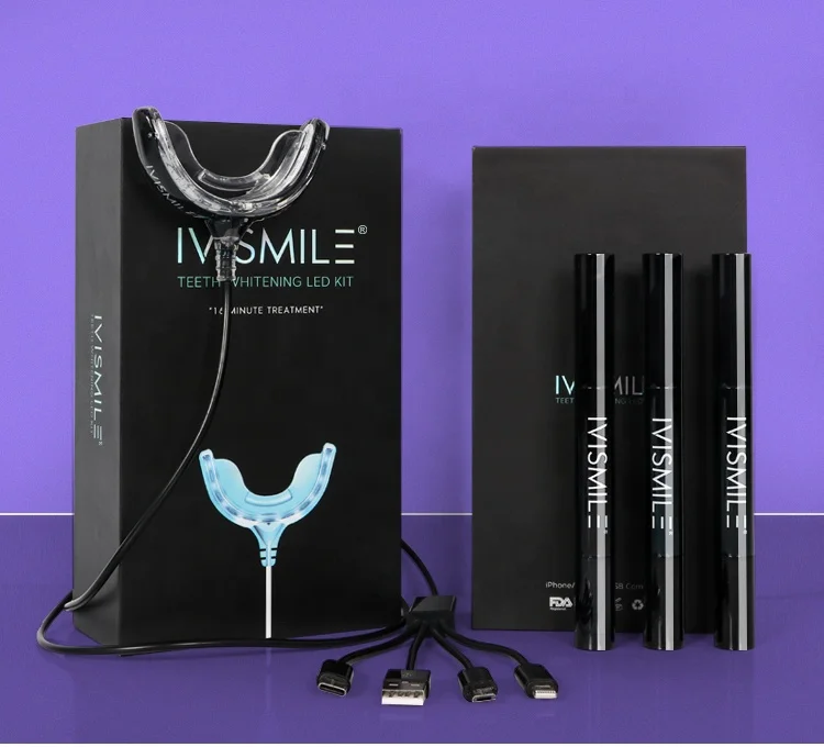 

IVISMILE Custom LOGO 16 Blue LED Light Peroxide Gel Teeth Whitening Kit With Gel Pen And Luxury Box