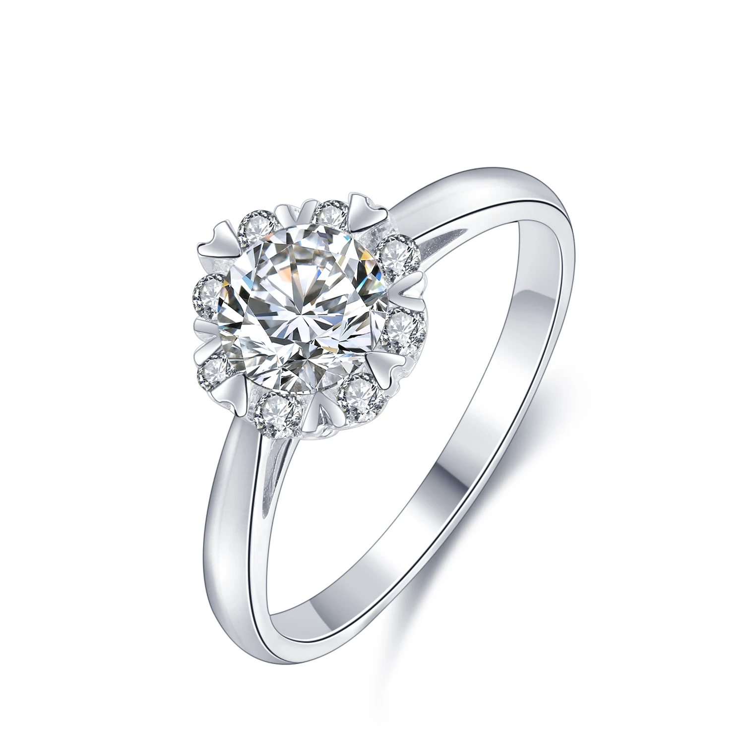 

18K White Gold Jewelry Gemstone Rings Round Shape F color Lab Grown Diamond Wedding Ring