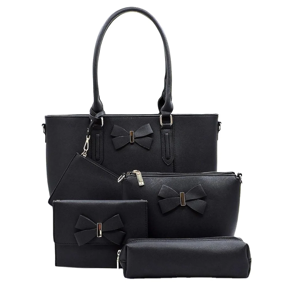 

2021 Canton fair New arrival women fashion Saffiano Bow 5-in-1 Shopper Bag faux leather bag