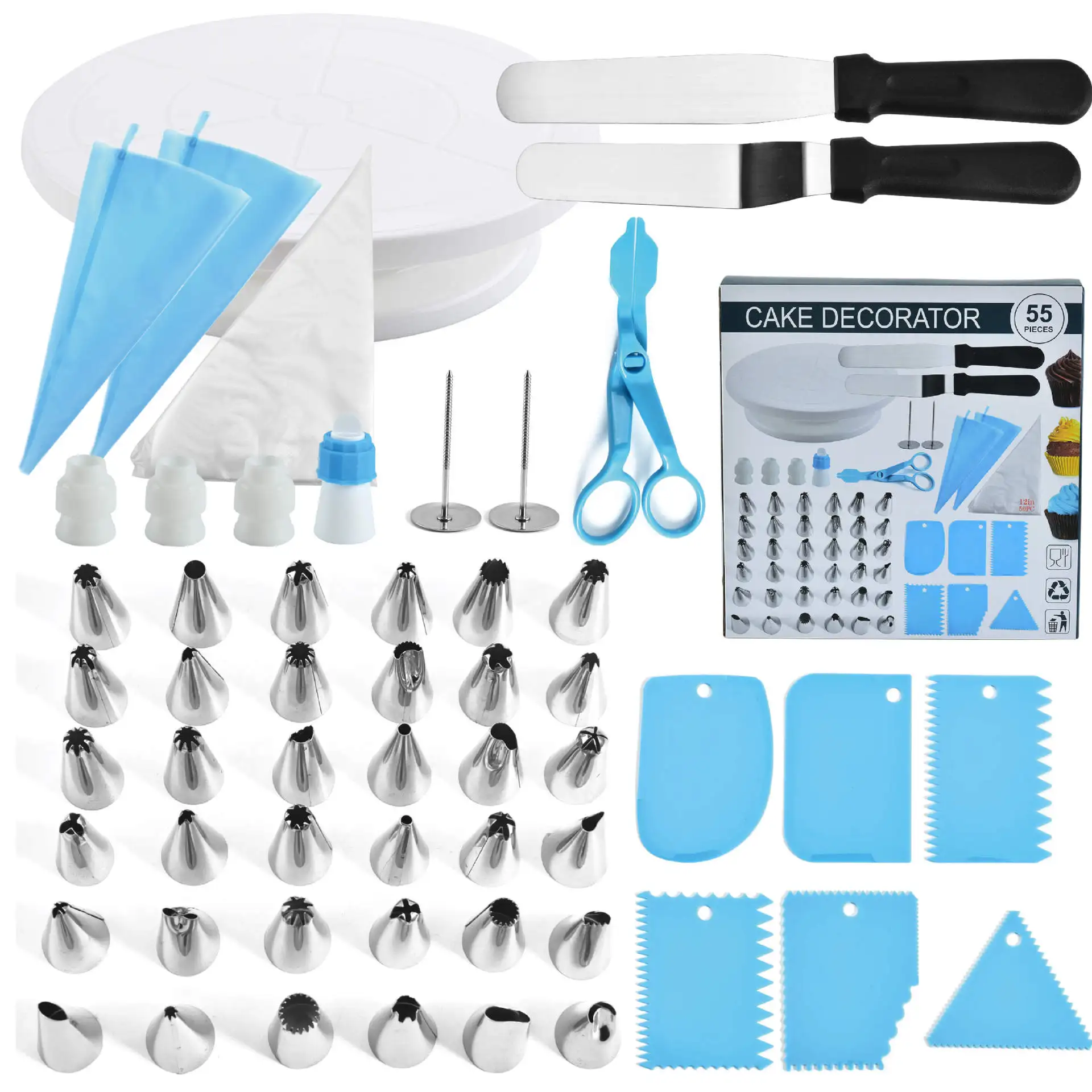 

Factory direct cake turntable 55-piece decorating table set