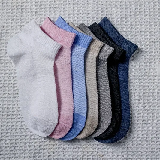 Wholesale 5 Pairs Summer Black White Sneaker Short Socks Women Men Breathable Linen Low Cut Ankle Socks