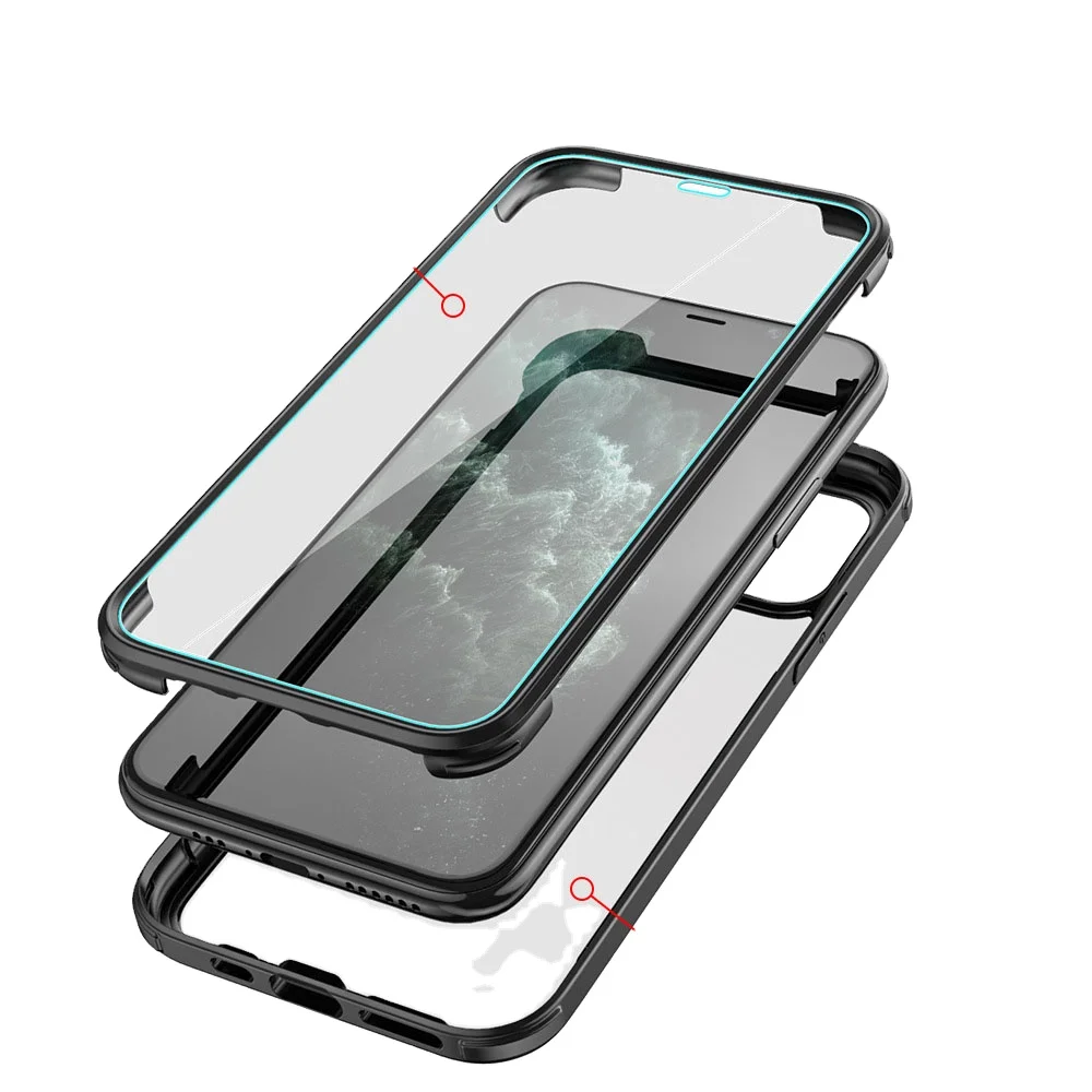 

2020 Newest mobile accessories transparent back cover cell phone case For iPhone 12 Pro, Black/red/green